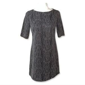 Adrianna Papell Women's Gray Floral Lace Knit Midi Dress